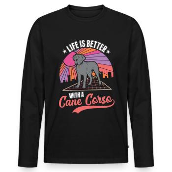 Life is better with Cane Corsos - Men's Premium Organic Long Sleeve Shirt - black - Front - Nico (187cm)
