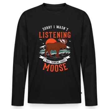 Moose Gift Elk Antlers Scandinavia - Men's Premium Organic Long Sleeve Shirt - black - Front - Nico (187cm)