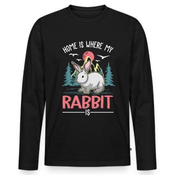 La maison est là où mon lapin est lapin - T-shirt manches longues Premium bio Homme - noir - Devant - Nico (187cm)