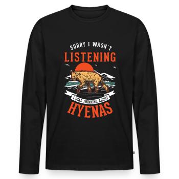 Hyène Cadeau Aardwolf Hyène - T-shirt manches longues Premium bio Homme - noir - Devant - Nico (187cm)