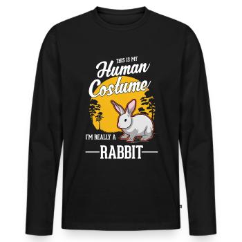 Costume de lapin lapin lapin lapin - T-shirt manches longues Premium bio Homme - noir - Devant - Nico (187cm)
