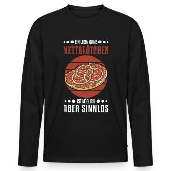 Mett Hackepeter, amoureux de Mettbrötchen - T-shirt manches longues Premium bio Homme - noir - Devant - Nico (187cm)