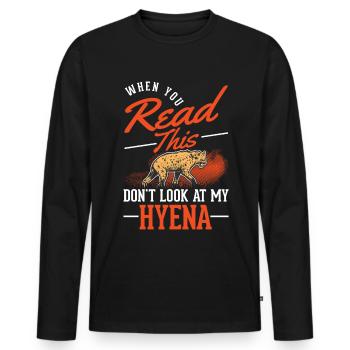 Hyäne Geschenk Erdwolf Hyena - Männer Premium Bio Langarmshirt - Schwarz - Vorne - Nico (187cm)