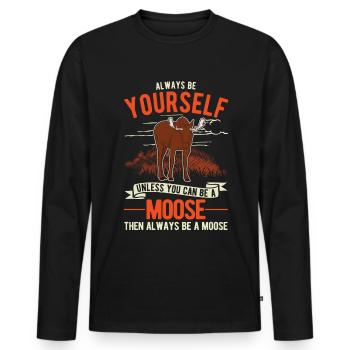 Always Be Yourself Moose Elk Antler Moose - Men's Premium Organic Long Sleeve Shirt - black - Front - Nico (187cm)
