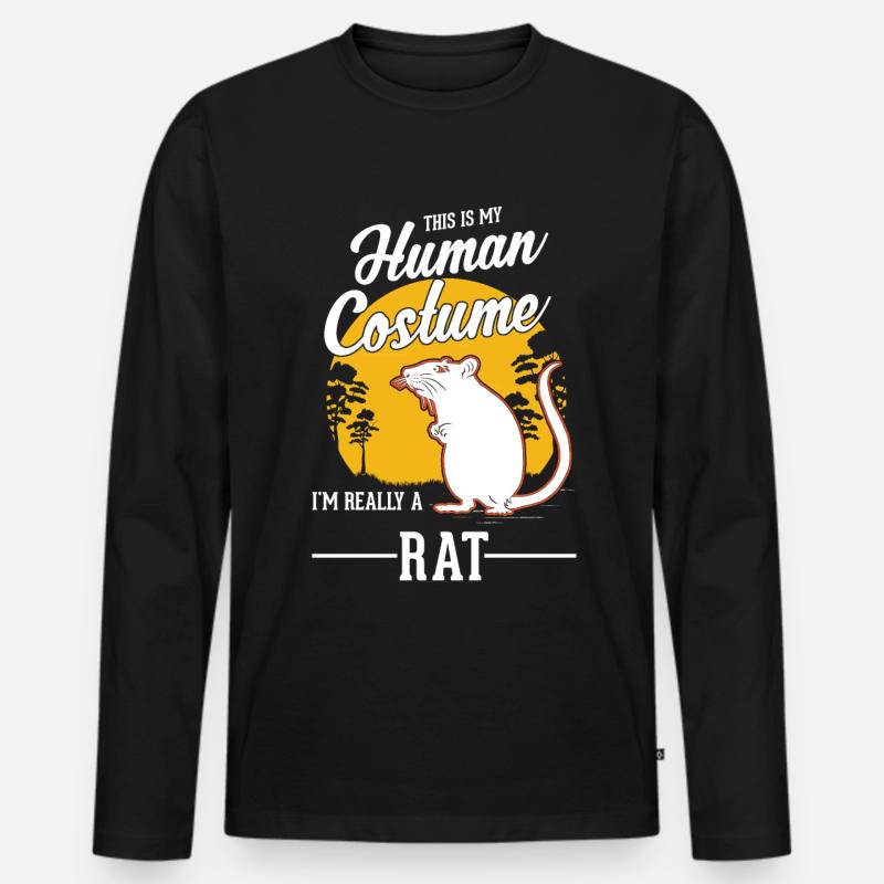 Ratte Kostüm Haloween Rattenbesitzer - Männer Premium Bio Langarmshirt - Schwarz