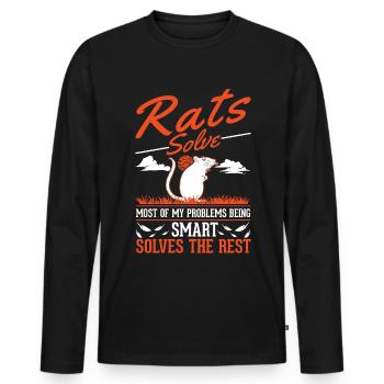 Rat Cadeau Maison Rat Propriétaire - T-shirt manches longues Premium bio Homme - noir - Devant - Nico (187cm)