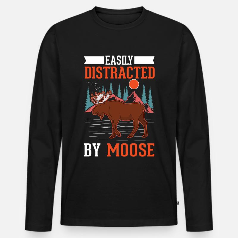 Elch Geschenk Elchgeweih Skandinavien - Männer Premium Bio Langarmshirt - Schwarz