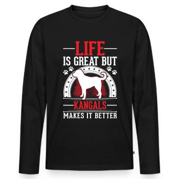 La vie est belle Mais Kangals la rend meilleure - T-shirt manches longues Premium bio Homme - noir - Devant - Nico (187cm)