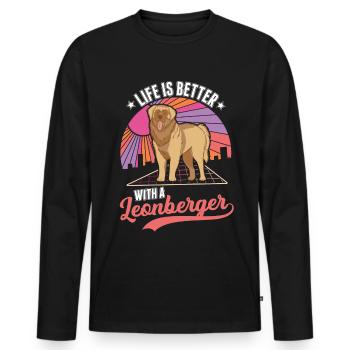 Life is better with a Leonberger - Men's Premium Organic Long Sleeve Shirt - black - Front - Nico (187cm)