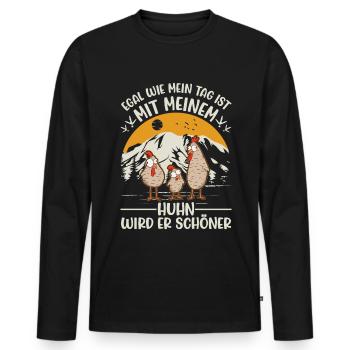 Chickens Chicken Farmer Chicken - Men's Premium Organic Long Sleeve Shirt - black - Front - Nico (187cm)