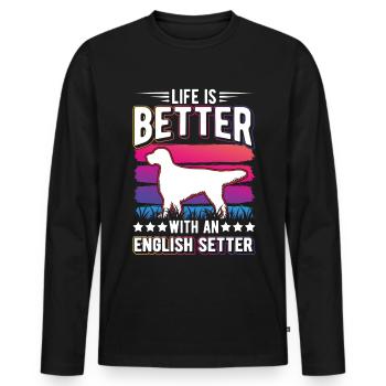 La vie est meilleure avec le Setter anglais - T-shirt manches longues Premium bio Homme - noir - Devant - Nico (187cm)