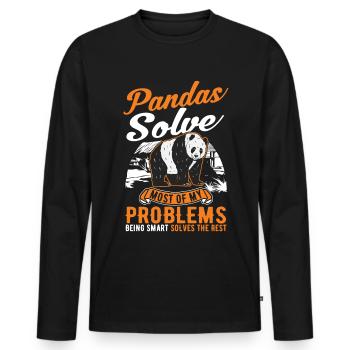 Panda Lover Panda Bear Gift - Men's Premium Organic Long Sleeve Shirt - black - Front - Nico (187cm)