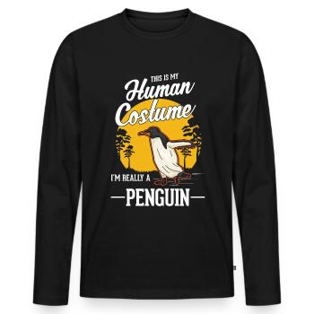 Pinguin Human Costume Penguin - Men's Premium Organic Long Sleeve Shirt - black - Front - Nico (187cm)