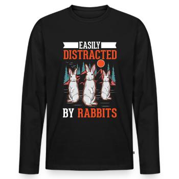 Facilement distrait par les lapins Hase Kaninchen - T-shirt manches longues Premium bio Homme - noir - Devant - Nico (187cm)