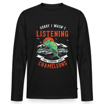 Idée cadeau caméléon caméléon caméléon - T-shirt manches longues Premium bio Homme - noir - Devant - Nico (187cm)