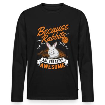 Lapin Cadeau Lapin Lapin Lapin - T-shirt manches longues Premium bio Homme - noir - Devant - Nico (187cm)