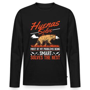 Hyäne Geschenk Erdwolf Hyena - Männer Premium Bio Langarmshirt - Schwarz - Vorne - Nico (187cm)