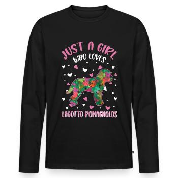 Lagotto Romagnolo Fille Chien d’Eau - T-shirt manches longues Premium bio Homme - noir - Devant - Nico (187cm)