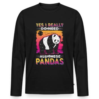 Panda Lover Panda Bear Gift - Men's Premium Organic Long Sleeve Shirt - black - Front - Nico (187cm)