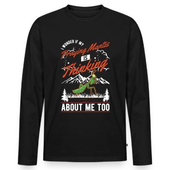 Cadeau mante mante mante mante mante - T-shirt manches longues Premium bio Homme - noir - Devant - Nico (187cm)