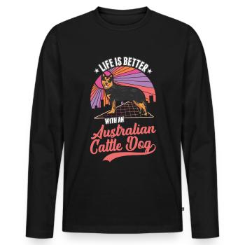 La vie est meilleure avec Australia Cattle Dogs - T-shirt manches longues Premium bio Homme - noir - Devant - Nico (187cm)