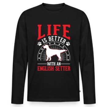 La vie est meilleure avec le Setter anglais - T-shirt manches longues Premium bio Homme - noir - Devant - Nico (187cm)