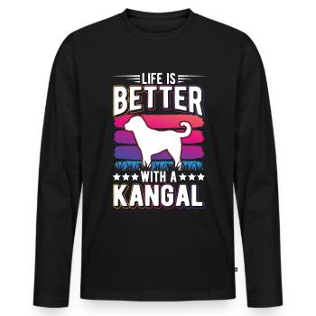La vie est meilleure avec un Kangal - T-shirt manches longues Premium bio Homme - noir - Devant - Nico (187cm)