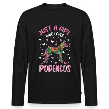 Juste une fille qui aime les filles Podencos - T-shirt manches longues Premium bio Homme - noir - Devant - Nico (187cm)