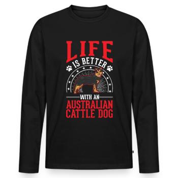 La vie est meilleure avec Australia Cattle Dogs - T-shirt manches longues Premium bio Homme - noir - Devant - Nico (187cm)
