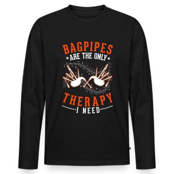 Bagpipe therapy bagpipers - Men's Premium Organic Long Sleeve Shirt - black - Front - Nico (187cm)