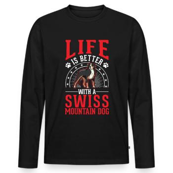 Life is better with a Mountain Dog - Men's Premium Organic Long Sleeve Shirt - black - Front - Nico (187cm)