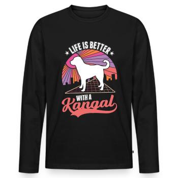 La vie est meilleure avec un Kangal - T-shirt manches longues Premium bio Homme - noir - Devant - Nico (187cm)