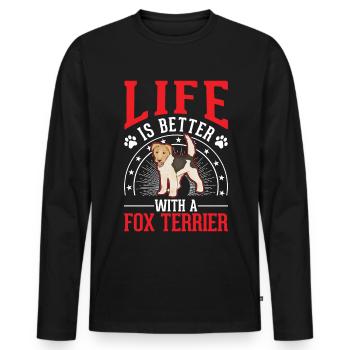 La vie est meilleure avec un fox-terrier - T-shirt manches longues Premium bio Homme - noir - Devant - Nico (187cm)