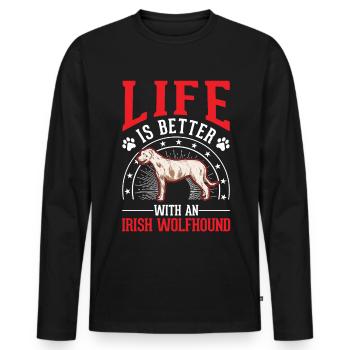 Irischer Wolfshund Irish Wolfhound - Männer Premium Bio Langarmshirt - Schwarz - Vorne - Nico (187cm)