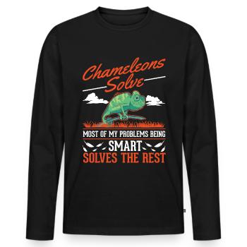Cadeau caméléon Caméléon - T-shirt manches longues Premium bio Homme - noir - Devant - Nico (187cm)