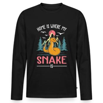 La maison est là où se trouve mon serpent - T-shirt manches longues Premium bio Homme - noir - Devant - Nico (187cm)
