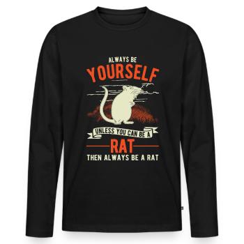 Rat Cadeau Maison Rat Propriétaire - T-shirt manches longues Premium bio Homme - noir - Devant - Nico (187cm)