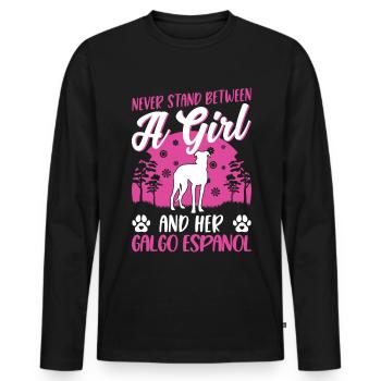 Galgo Español Fille Lévrier Espagnol Galgo - T-shirt manches longues Premium bio Homme - noir - Devant - Nico (187cm)