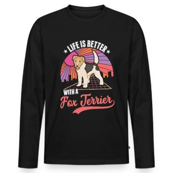 La vie est meilleure avec un fox-terrier - T-shirt manches longues Premium bio Homme - noir - Devant - Nico (187cm)