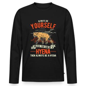 Always be yourself Hyena Erdwolf Hyäne - Männer Premium Bio Langarmshirt - Schwarz - Vorne - Nico (187cm)