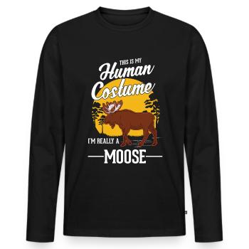 Mosses Human Costume Moose Halloween - Men's Premium Organic Long Sleeve Shirt - black - Front - Nico (187cm)