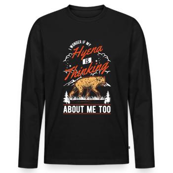 Hyäne Geschenk Erdwolf Hyena - Männer Premium Bio Langarmshirt - Schwarz - Vorne - Nico (187cm)