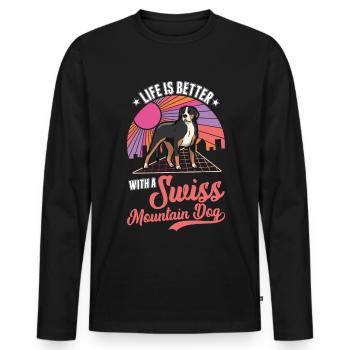 Life is better with a Mountain Dog - Men's Premium Organic Long Sleeve Shirt - black - Front - Nico (187cm)