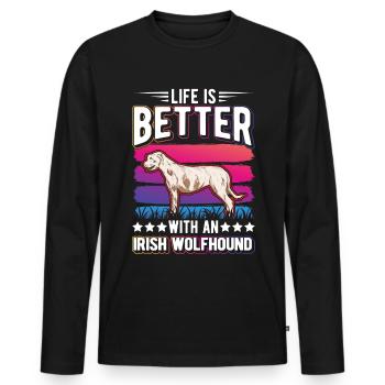 Irischer Wolfshund Irish Wolfhound - Männer Premium Bio Langarmshirt - Schwarz - Vorne - Nico (187cm)