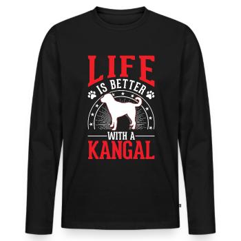 La vie est meilleure avec un Kangal - T-shirt manches longues Premium bio Homme - noir - Devant - Nico (187cm)