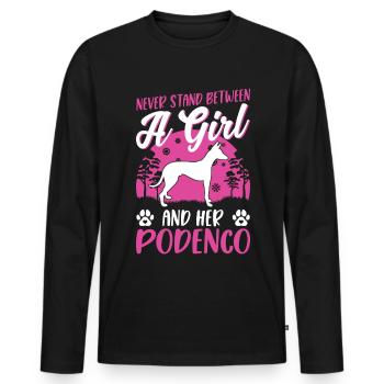 Podenco Girl Lévrier espagnol Ibizan Hound - T-shirt manches longues Premium bio Homme - noir - Devant - Nico (187cm)