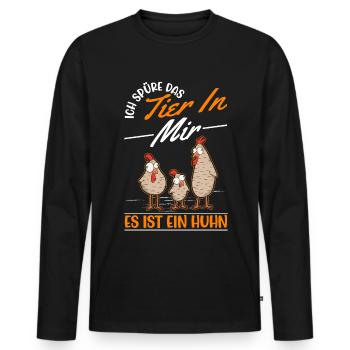 Je sens l’animal en moi C’est un poulet - T-shirt manches longues Premium bio Homme - noir - Devant - Nico (187cm)