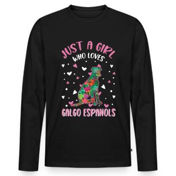 Galgo Español Fille Lévrier Espagnol Galgo - T-shirt manches longues Premium bio Homme - noir - Devant - Nico (187cm)