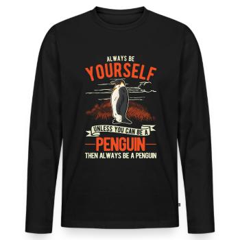 Soyez toujours vous-même Pingouin Pingouin - T-shirt manches longues Premium bio Homme - noir - Devant - Nico (187cm)