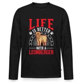 Life is better with a Leonberger - Men's Premium Organic Long Sleeve Shirt - black - Front - Nico (187cm)